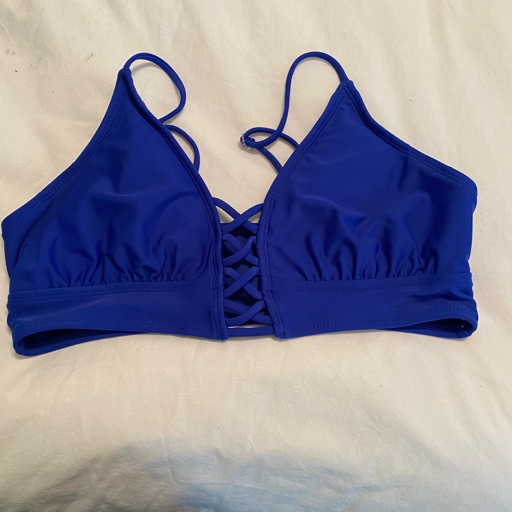 Royal blue No Boundaries criss cross bikini top